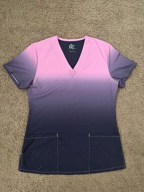 GT Performance Pink-to-Gray Ombre Scrub Top Size S
